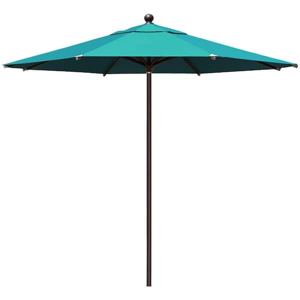 Terracemaster 9 ft. Aluminum Market Patio Umbrella with Push Button Sunbrella in Teal-1