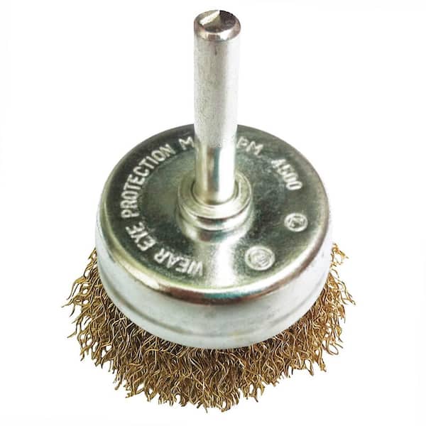 Robtec 2 in. x 1/4 in. Shank Crimped Brass Coated Steel Wire Cup Brush