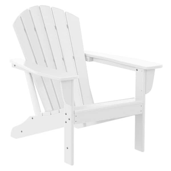 WESTIN OUTDOOR Mason White Poly Plastic Outdoor Patio Classic Adirondack Chair, Fire Pit Chair
