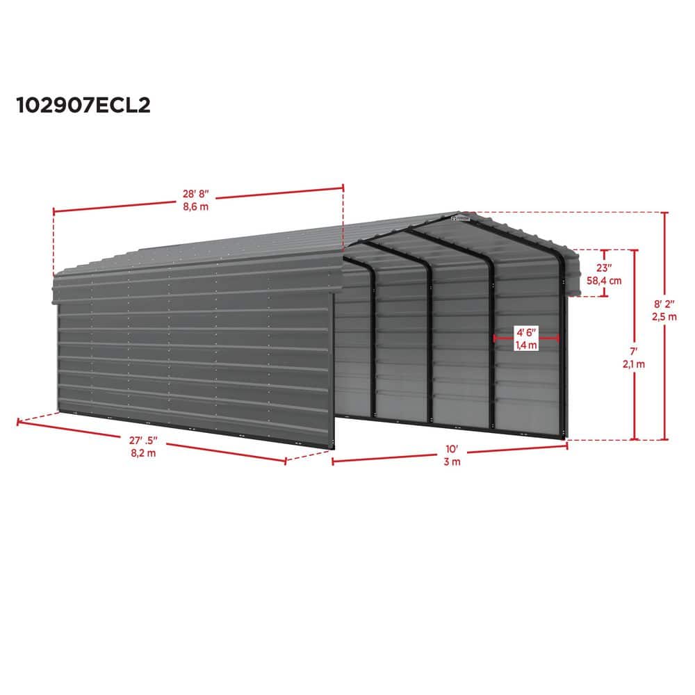 10 ft x 29 ft Eggshell Steel Carport Kit with Enclosure
