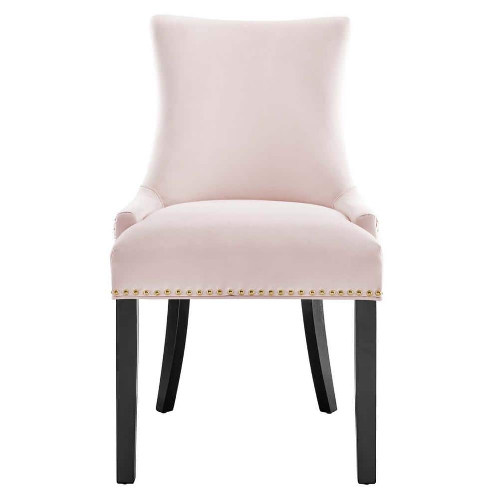 Pink Velvet Upholstered Dining Chairs with Wood Legs