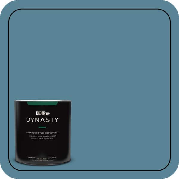 BEHR DYNASTY 1 qt. #S480-5 Blue Moon Bay One-Coat Hide Semi-Gloss Enamel Interior Stain-Blocking Paint and Primer