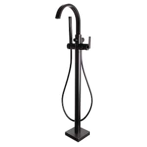 Lura Single-Handle Freestanding Tub Faucet with Hand Shower in Matte Black