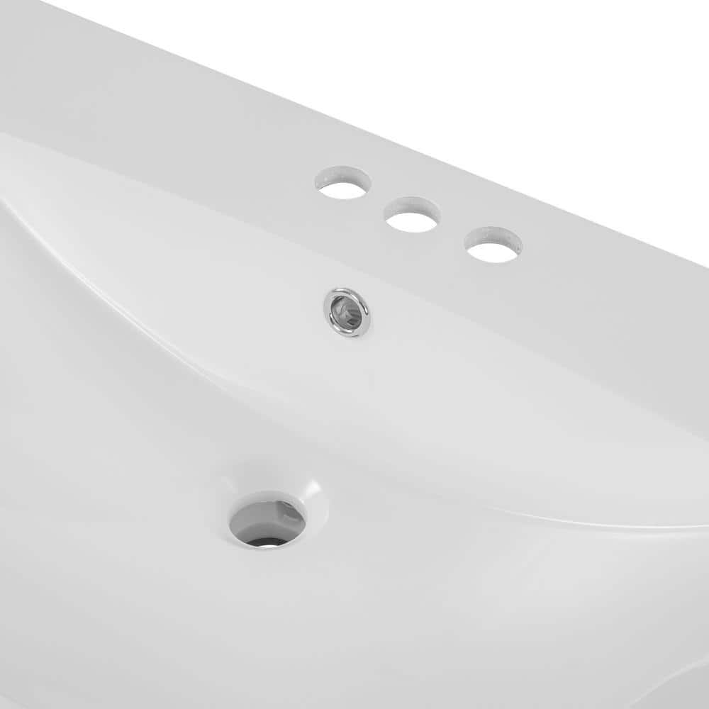 36" White Ceramic Undermount Single Bathroom Vanity Top