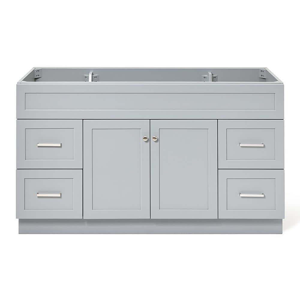 Hamlet 60" Gray Single Freestanding Vanity Cabinet with Nickel Hardware