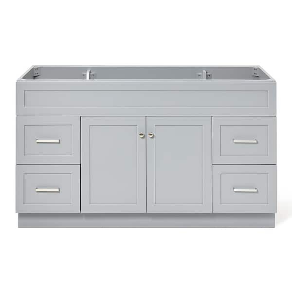 ARIEL Hamlet 60 in. W x 21.5 in. D x 34.5 in. H Freestanding Bath Vanity Cabinet without Top in Grey