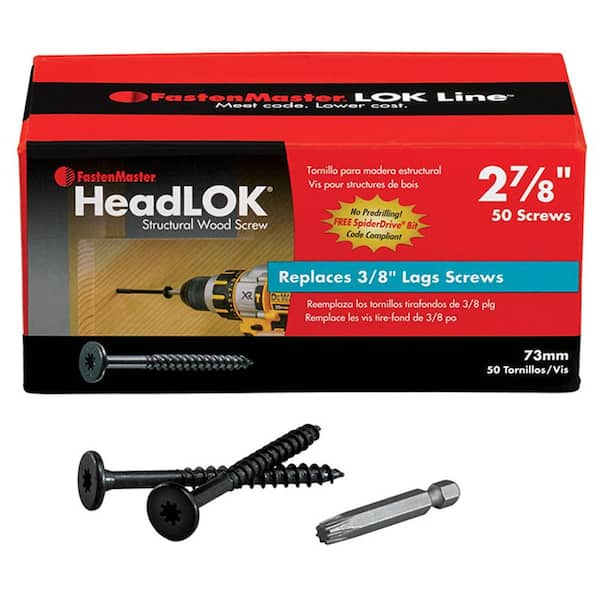 FastenMaster HeadLOK Structural Wood Screws – 2-7/8 inch flat head wood screws – Black (50 Pack)