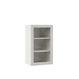 Designer Series Edgeley Assembled 18x30x12 in. Wall Kitchen Cabinet with Glass Door in Glacier
