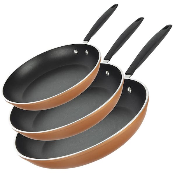 3-Piece Nonstick Fry Pan Set, 8 10 and 12 Copper Pan