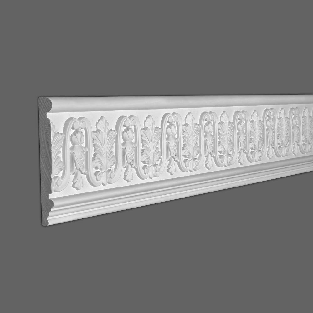 6-inch Primed White Polyurethane Acanthus Leaf Panel Moulding Sample