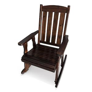 26.6 in. x 28.1 in. x 41.3 in. Wood Frame Outdoor Rocking Chair Dark Brown