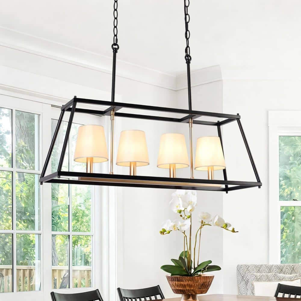 小物 yasuantique Zevni Vintage 4-Light Black Chandelier Pendant Lighting with