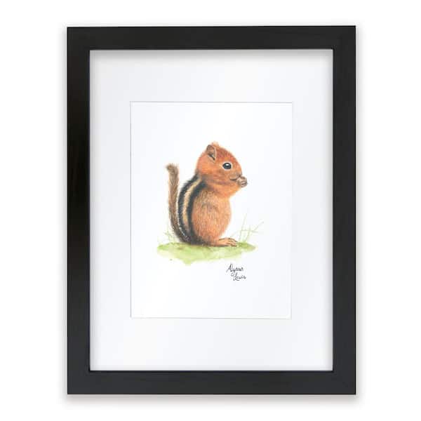 Unbranded Woodland Tinies "Chipmunk" by Alyssa Lewis Individual Black Framed with Mat Animal Art Print 24 in. x 18 in.