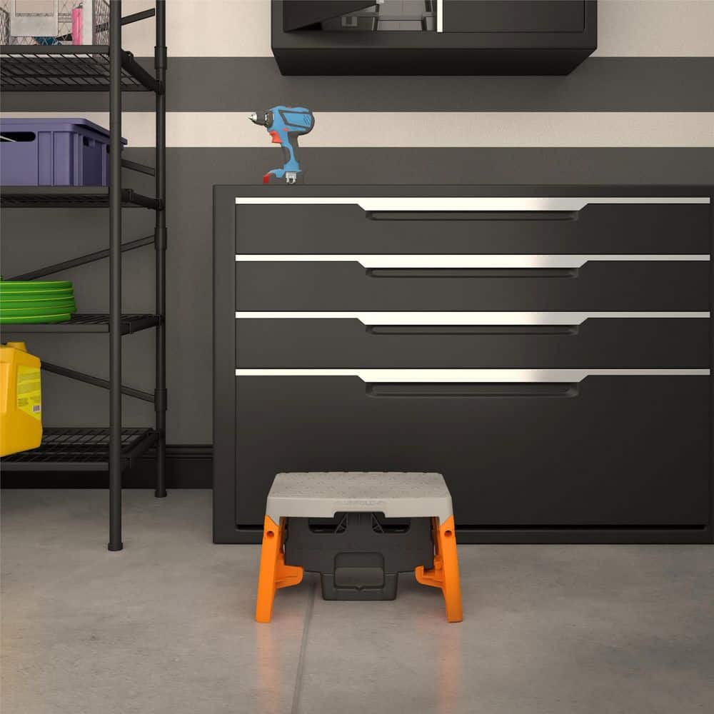 Orange and Gray Foldable Plastic Step Stool