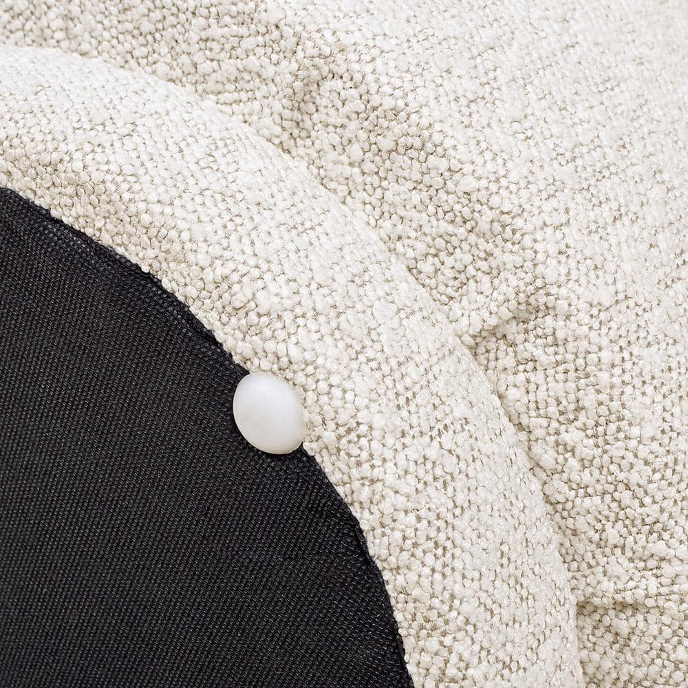 Ivory White Boucle Round Mushroom Ottoman, Small