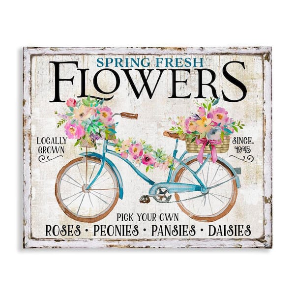 Stupell Industries Spring Fresh Flowers and Bike by Creatif Belle Unframed Nature Graphic Art Print 16 in. x 20 in.