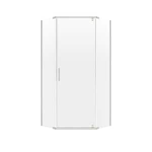 Cove 42 in. W x 74 in. H Neo Angle Pivot Semi Frameless Corner Shower Enclosure in Brushed Nickel