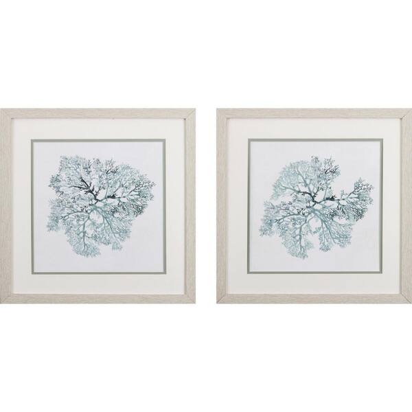 HomeRoots Victoria Teal Underwater Coral by Unknown Wooden Wall Art (Set of 2)