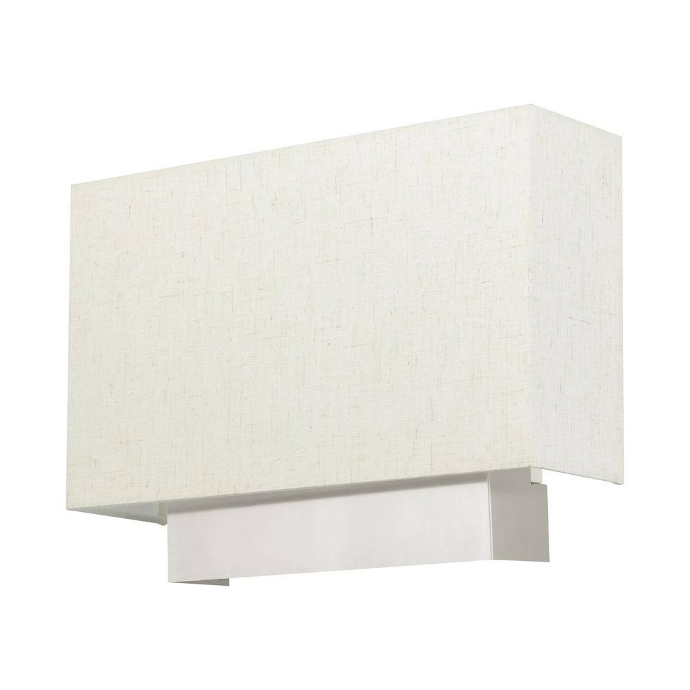 Meadow Brushed Nickel Modern 1-Light ADA Sconce with Oatmeal Shade