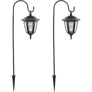 34 Inch Hanging Solar Lights, Decorative Garden Lanterns with 2 Shepherd Hooks, 2 Pack