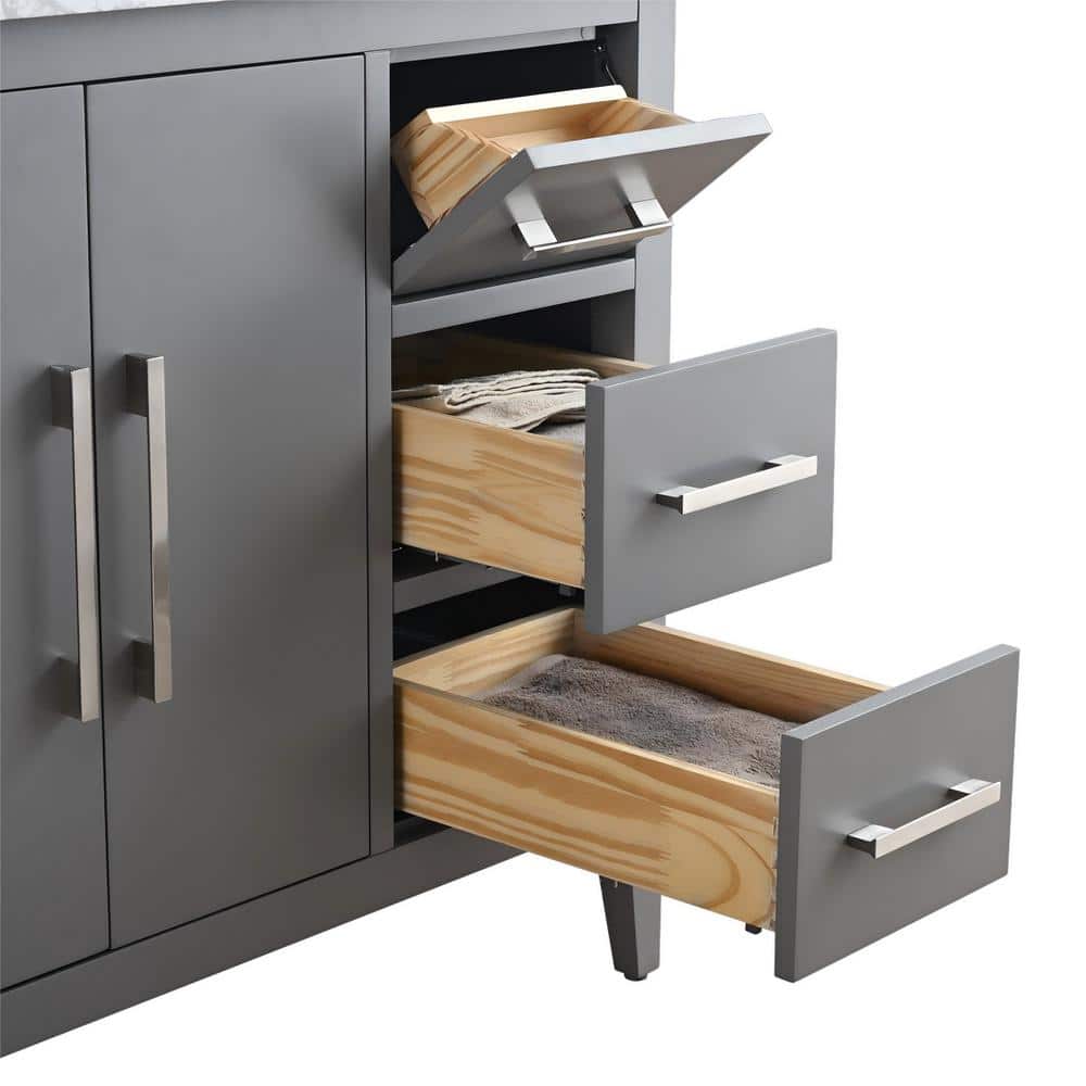 42" Cashmere Gray Single Bathroom Vanity with Engineered Marble Top