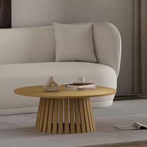 Layla 35.4 in. Modern Natural Oak Round MDF Coffee Table