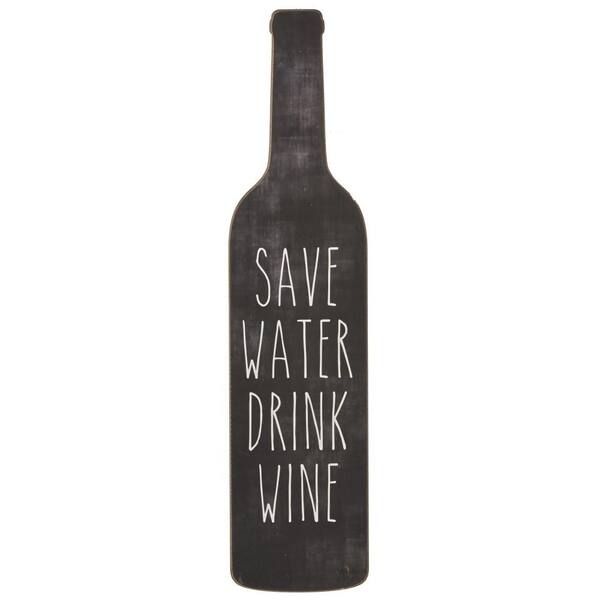 Unbranded 20 in. H x 4.75 in. W "Save Water Drink Wine" Wall Art