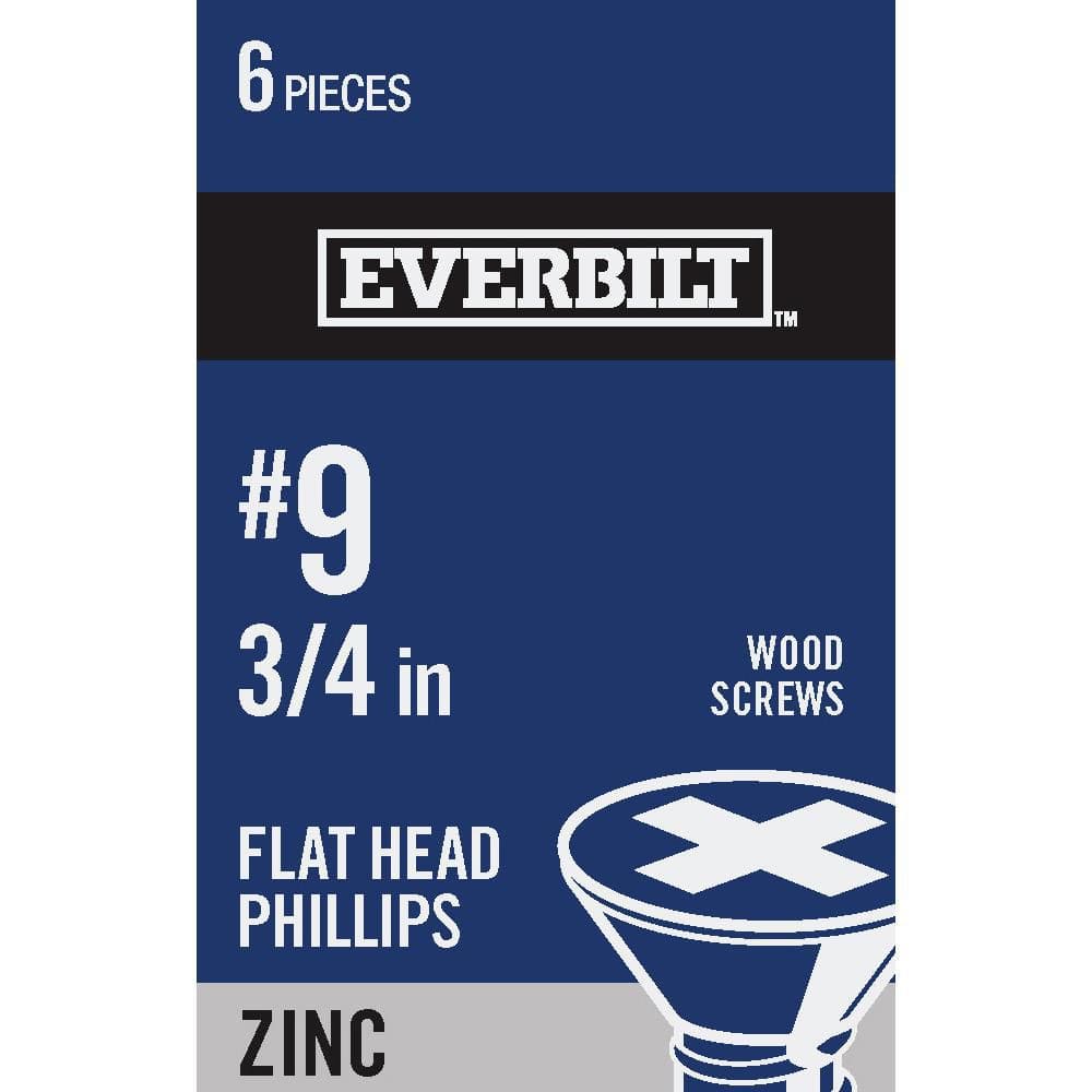 "#9 x 3/4 in. Phillips Flat Head Zinc Plated Wood Screw (6-Pack)" price history on PriceWatchPro