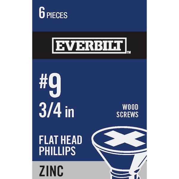 Everbilt #9 x 3/4 in. Phillips Flat Head Zinc Plated Wood Screw (6-Pack)