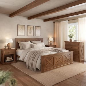 brown bed white dresser Harper & Bright Designs 4-Piece Walnut Wood Frame Queen Size Platform Bedroom Set with Charging Station, 2 Nightstands and 1 LHC205AAW Wooden bed Length:Regular m-all:Shoes2 Aidan Mattox – Adrianna it brings balance