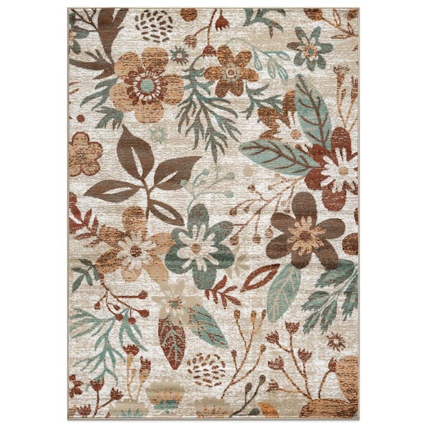 Garden Floral Beige 7 ft. 10 in. x 10 ft. Area Rug