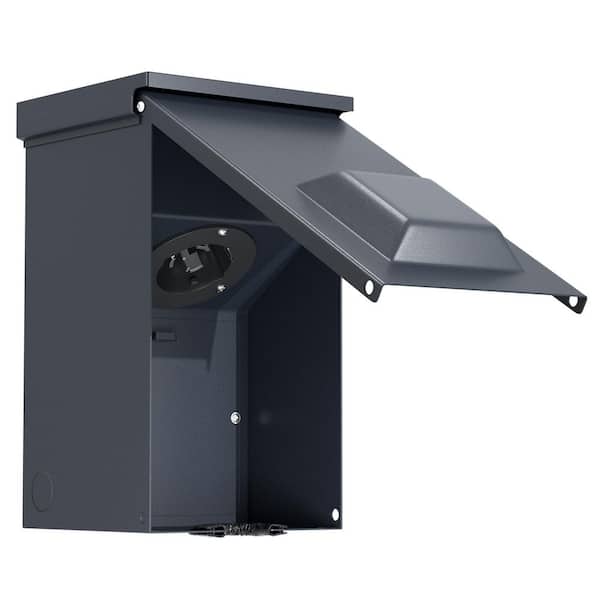 50 Amp Power Inlet Box, SS2-50P 125/250V 12500W Weatherproof Outdoor Receptacle for Generators w/ Grounding Terminals