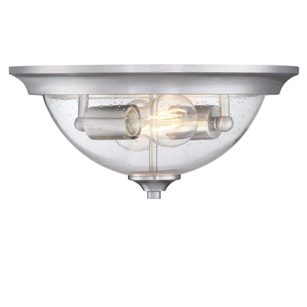 Basset 13" Contemporary Brushed Nickel & Clear Glass Ceiling Bowl