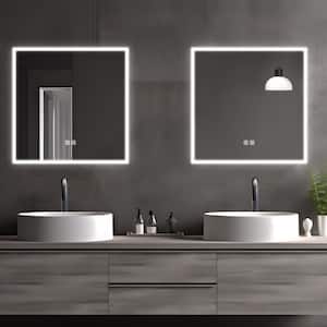 31 in. W x 31 in. H Small Square Frameless anti-fog dimmable edge glow LED Wall Bathroom Vanity Mirror