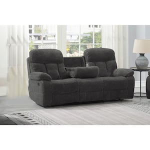 New Classic Furniture Bravo 87 in. Pillow Top Arm Polyester Rectangle Sofa in Charcoal
