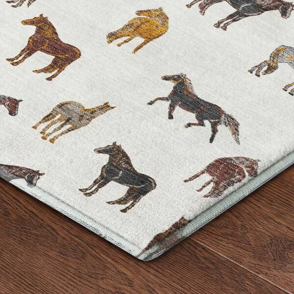 Mayfield Premium Machine Washable Abstract AMF2521 Ivory 9 ft. x 12 ft. Area Rug