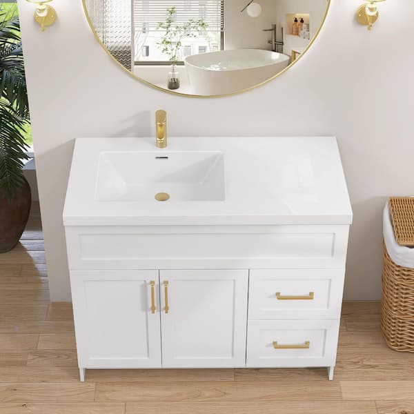 Zeafive Tor 42 in. W x 22 in. D Solid Surface Cultured Marble