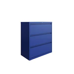 36 in. Wide 3-Drawer Lateral File Cabinet for Home and Office, Holds Letter, Legal and A4 Hanging Folders, Classic Blue