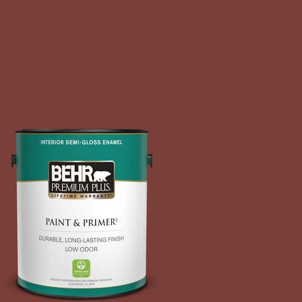 BEHR PREMIUM PLUS 1 gal. #PPU2-02 Red Pepper Semi-Gloss Enamel Low Odor Interior Paint & Primer