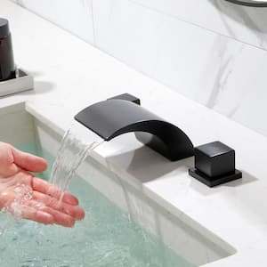 Yanlen 8 in. Widespread Double Handle Bathroom Faucet in Matte Black