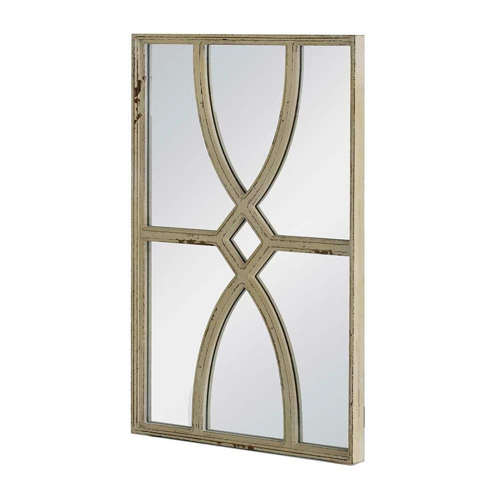 White 16 in W x 23 in. H Coastal Rectangle Wood Framed Mirror Wall Mirror W