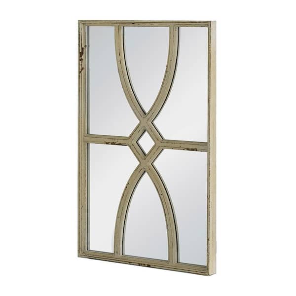 Unbranded White 16 in W x 23 in. H Coastal Rectangle Wood Framed Mirror Wall Mirror Wall Decor Mirror