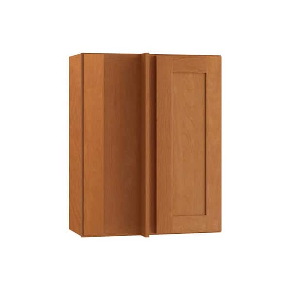 Home Decorators Collection Newport 24 in. W x 12 in. D x 36 in. H Assembled Plywood Blind Wall Kitchen Cabinet in Cinnamon with Soft Close LH