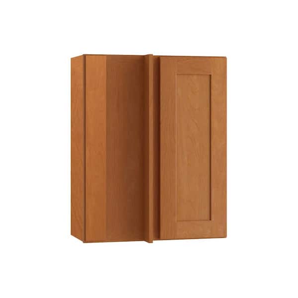 Home Decorators Collection Hargrove Cinnamon Stain Plywood Shaker Assembled Blind Corner Kitchen Cabinet Soft Close L 24 in W x 12 in D x 30 in H