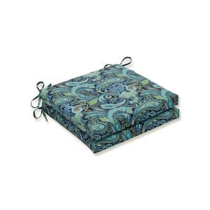 Paisley 20 in. x 20 in. 2-Piece Outdoor Dining Chair Cushion in Blue/Green Pretty