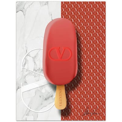 18 in. x 24 in. "Valentino Glamour" Unframed Floating Tempered Glass Panel Food Art Print Wall Art