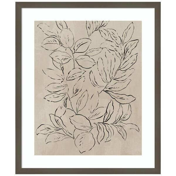 Amanti Art "Outlined Leaves II" by Asia Jensen 1-Piece Wood Framed Giclee Nature Art Print 21 in. x 25 in.