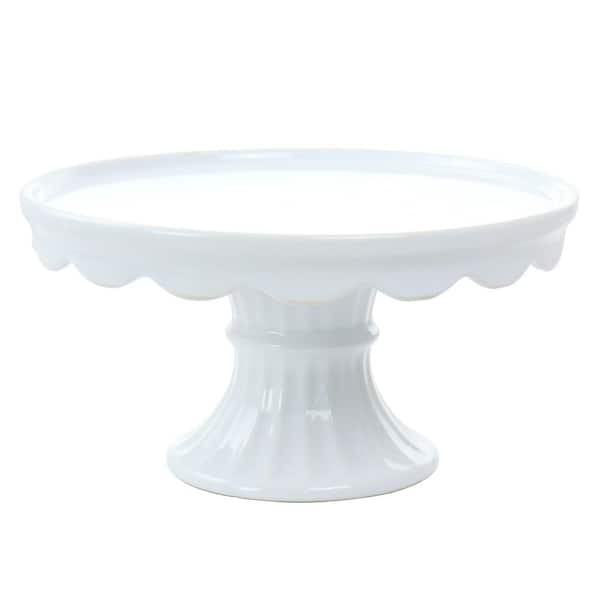 Patterson 1-Tier 10 Inch White Round Stoneware Cake Stand