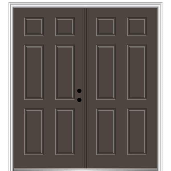 MMI Door 72 in. x 80 in. Classic Left-Hand Inswing 6-Panel Painted Fiberglass Smooth Prehung Front Door with Brickmould
