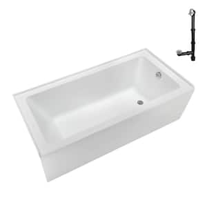 66 in. x 32 in. Soaking Acrylic Alcove Bathtub with Right Drain in Glossy White, External Drain in Polished Chrome